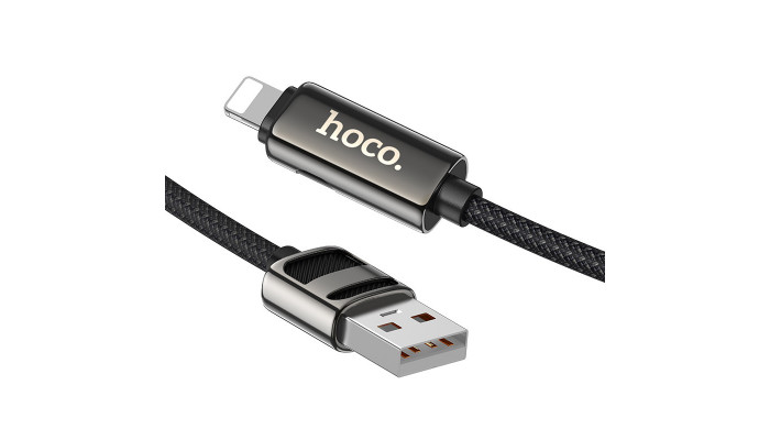 Дата кабель Hoco U137 Line with display USB to Lightning 2.4A/12W (1.2m) Black - фото