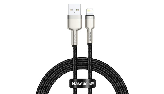 Дата кабель Baseus Cafule Series Metal USB to Lightning 2.4A (1m) (CALJK-A0) Black - фото