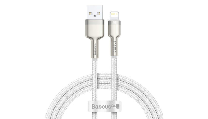 Дата кабель Baseus Cafule Series Metal USB to Lightning 2.4A (1m) (CALJK-A0) White - фото