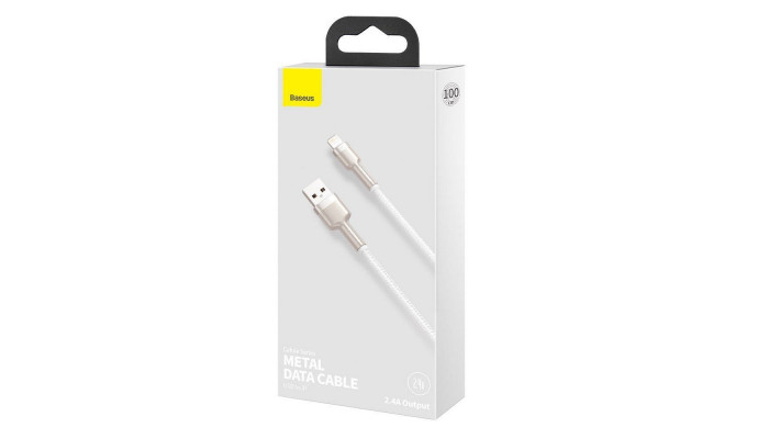 Дата кабель Baseus Cafule Series Metal USB to Lightning 2.4A (1m) (CALJK-A0) White - фото