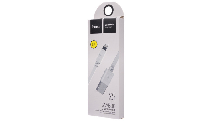 Дата кабель Hoco X5 Bamboo USB to Lightning (100см) Белый - фото