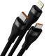 Дата кабель Baseus Flash Series 2 USB to MicroUSB-Lightning-Type-C 100W (1.2m) (CASS03000) Black - фото