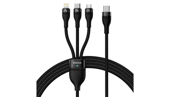 Дата кабель Baseus Flash Series 2 USB to MicroUSB-Lightning-Type-C 66W (1.2m) (CASS04000) Black - фото