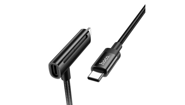 Дата кабель Hoco U135 Incredible 2in1 Type-C to Lightning/Type-C (1m) Black - фото