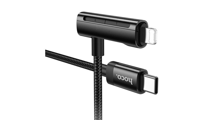 Дата кабель Hoco U135 Incredible 2in1 Type-C to Lightning/Type-C (1m) Black - фото