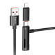 Дата кабель Hoco U135 Incredible 2in1 USB to Lightning/Type-C (1m) Black - фото