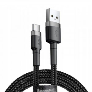 Дата кабель Baseus Cafule Type-C Cable 2A (2m) (CATKLF-C) Чорний / Сірий