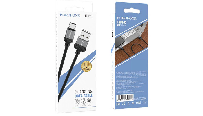 Дата кабель Borofone BX28 Dignity USB to Type-C (1m) Metal gray - фото