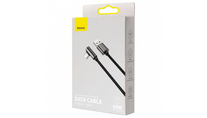 Дата кабель Baseus Legend Series Elbow USB to Type-C 66W (2m) (CATCS-C01) Black - фото
