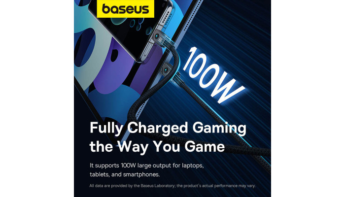 Дата кабель Baseus Unbreakable Series Fast Charging Type-C to Type-C 100W 1m (P10355800111-0) Black - фото