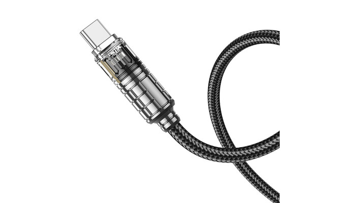 Дата кабель Hoco U122 Lantern Transparent Discovery Edition USB to Type-C (1.2m) Black - фото