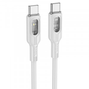 Дата кабель Hoco U120 Transparent explore intelligent power-off PD 60W Type-C to Type-C (1.2m) Gray