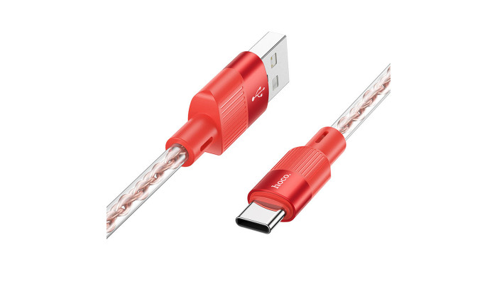 Дата кабель Hoco X99 Crystal Junction USB to Type-C (1.2m) Red - фото