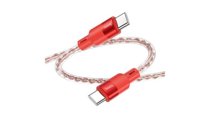 Дата кабель Hoco X99 Crystal Junction Type-C to Type-C 60W (1.2m) Red - фото