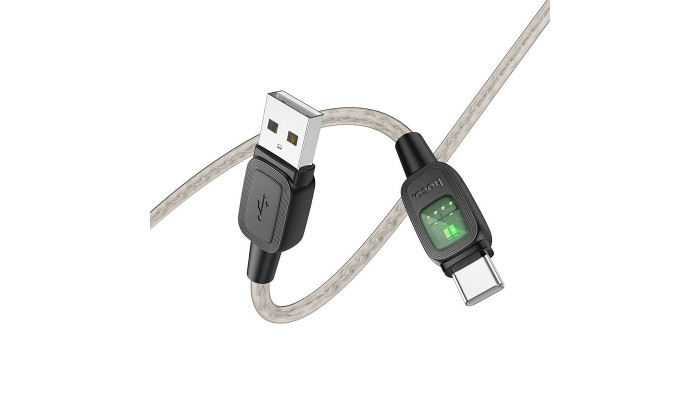 Дата кабель Hoco U124 Stone silicone power-off USB to Type-C (1.2m) Black - фото