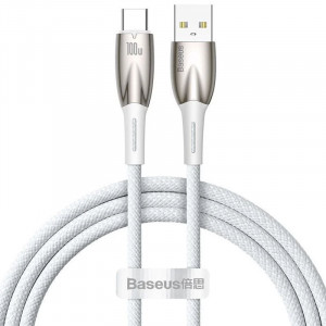 Дата кабель Baseus Glimmer Series Fast Charging Data Cable USB to Type-C 100W 1m (CADH00040) White