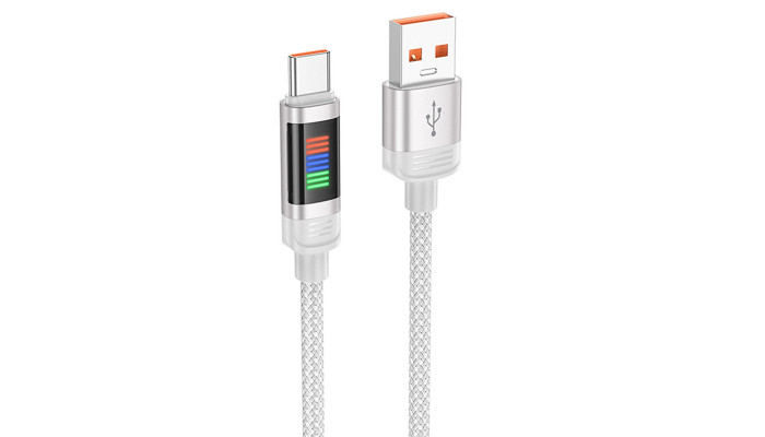 Дата кабель Hoco U126 Lantern 5A USB to Type-C (1.2m) Gray - фото