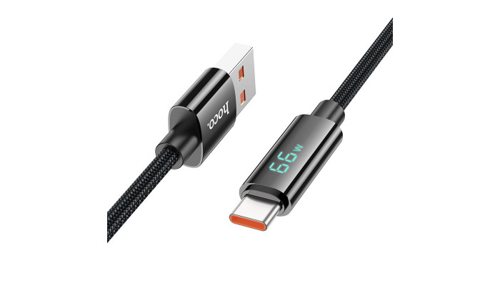 Дата кабель Hoco U125 Benefit 5A USB to Type-C with display (1.2m) Black - фото