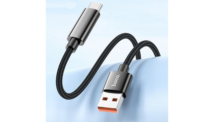 Дата кабель Hoco U125 Benefit 5A USB to Type-C with display (1.2m) Black - фото