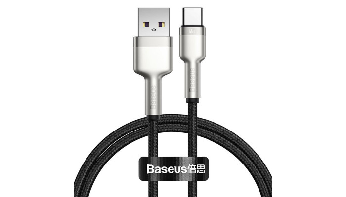 Дата кабель Baseus Cafule Metal Data USB to Type-C 66W (1m) (CAKF00010) Black - фото