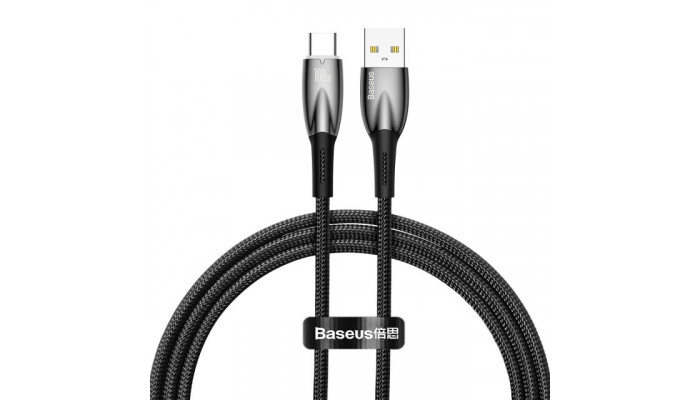 Дата кабель Baseus Glimmer Series Fast Charging Data Cable USB to Type-C 100W 1m (CADH00040) Black - фото