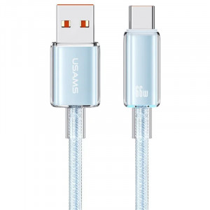 Дата кабель USAMS US-SJ658 USB to Type-C 6A Cloud Series (1.2m) Blue