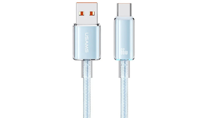 Дата кабель USAMS US-SJ658 USB to Type-C 6A Cloud Series (1.2m) Blue - фото