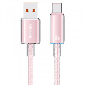 Дата кабель USAMS US-SJ658 USB to Type-C 6A Cloud Series (1.2m) Pink