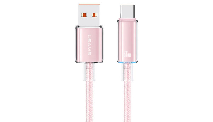 Дата кабель USAMS US-SJ658 USB to Type-C 6A Cloud Series (1.2m) Pink - фото