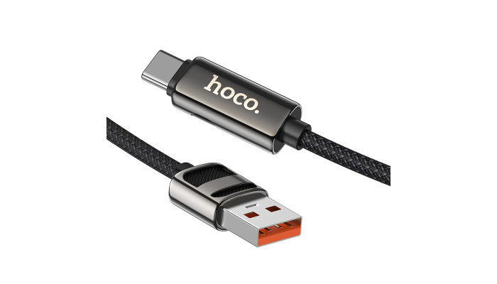 Дата кабель Hoco U137 Line with display USB to Type-C 5A/66W (1.2m) Black - фото