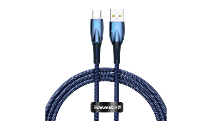 Дата кабель Baseus Glimmer Series Fast Charging Data Cable USB to Type-C 100W 2m (CADH00050) Blue - фото