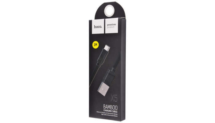 Дата кабель Hoco X5 Bamboo USB to Type-C (100см) Черный - фото