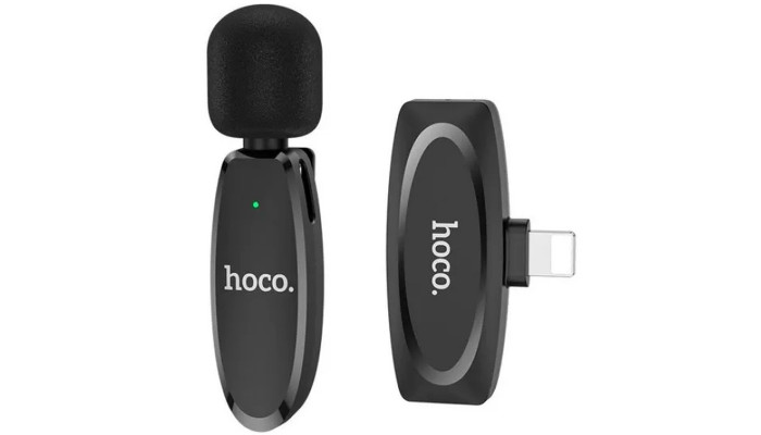 Петличный беспроводной микрофон Hoco L15 Crystal lightning Black - фото