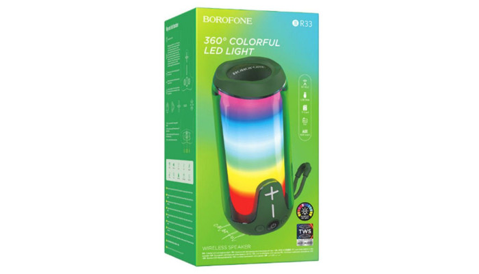 Портативна колонка Borofone BR33 Pulse color sports Dark Green - фото