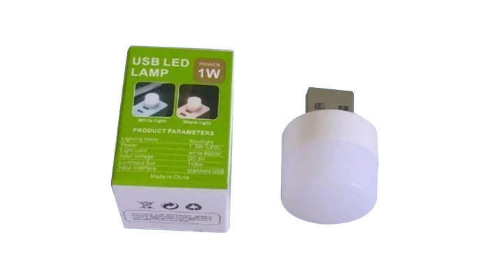 USB лампа LED 1W Білий / Циліндр - фото