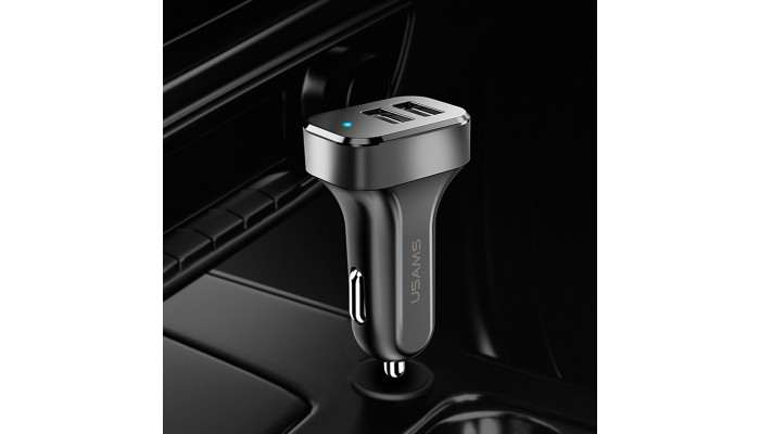 Автомобільний зарядний пристрій USAMS US-CC087 C13 2.1A Dual USB Car Charger Чорний - фото