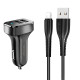 Автомобільний зарядний пристрій Usams C13 2.1A Dual USB + U35 Lightning cable (1m) Чорний - фото