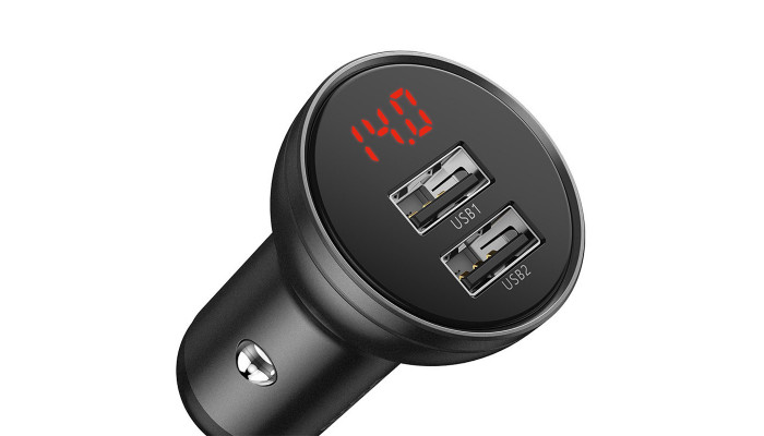 Автомобільний зарядний пристрій Baseus Digital Display Dual USB 4.8A Car Charger 24W (CCBX) tarnish - фото