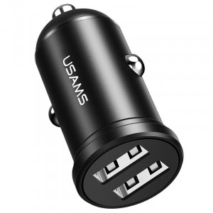 Автомобильное зарядное устройство Usams US-CC114 C20 Dual USB Mini Черный