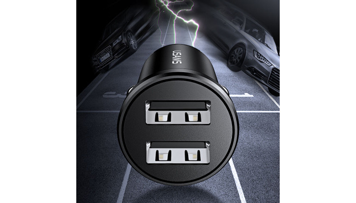 Автомобільний зарядний пристрій Usams US-CC114 C20 Dual USB Mini Чорний - фото