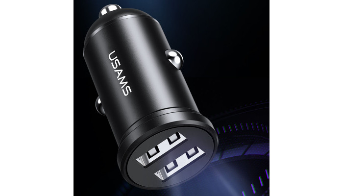 Автомобільний зарядний пристрій Usams US-CC114 C20 Dual USB Mini Чорний - фото