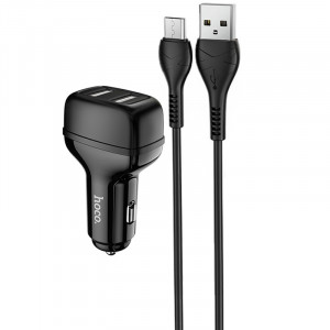 Автомобильное зарядное устройство Hoco Z36 (2USB/2.4A) + MicroUSB Черный