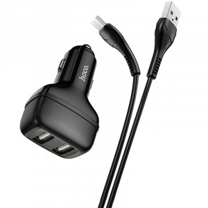 Автомобильное зарядное устройство Hoco Z36 (2USB/2.4A) + MicroUSB Черный