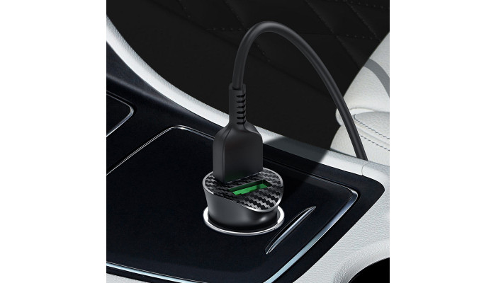 Автомобильное зарядное устройство Hoco Z39 QC3.0 (2USB) + MicroUSB Черный - фото
