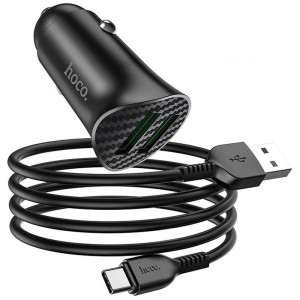 Автомобильное зарядное устройство Hoco Z39 QC3.0 (2USB) + Type-C Черный