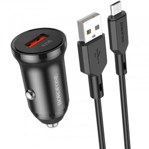 Автомобильное зарядное устройство Borofone BZ18 QC3.0 + MicroUSB Черный