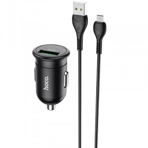 Автомобильное зарядное устройство Hoco Z43 QC3.0 (1USB/18W) + MicroUSB Черный