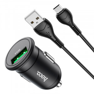 Автомобильное зарядное устройство Hoco Z43 QC3.0 (1USB/18W) + MicroUSB Черный