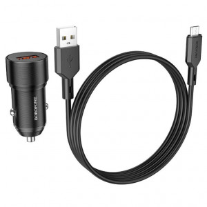 Автомобильное зарядное устройство Borofone BZ19A QC3.0 + Micro-USB Black