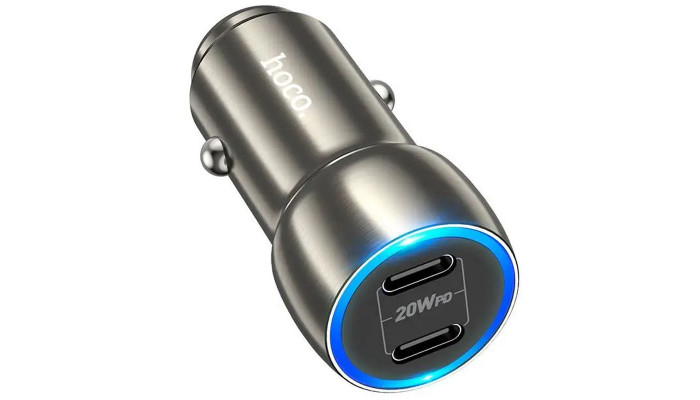 Автомобільний зарядний пристрій Hoco Z48 Tough 40W (2Type-C) Metal gray - фото